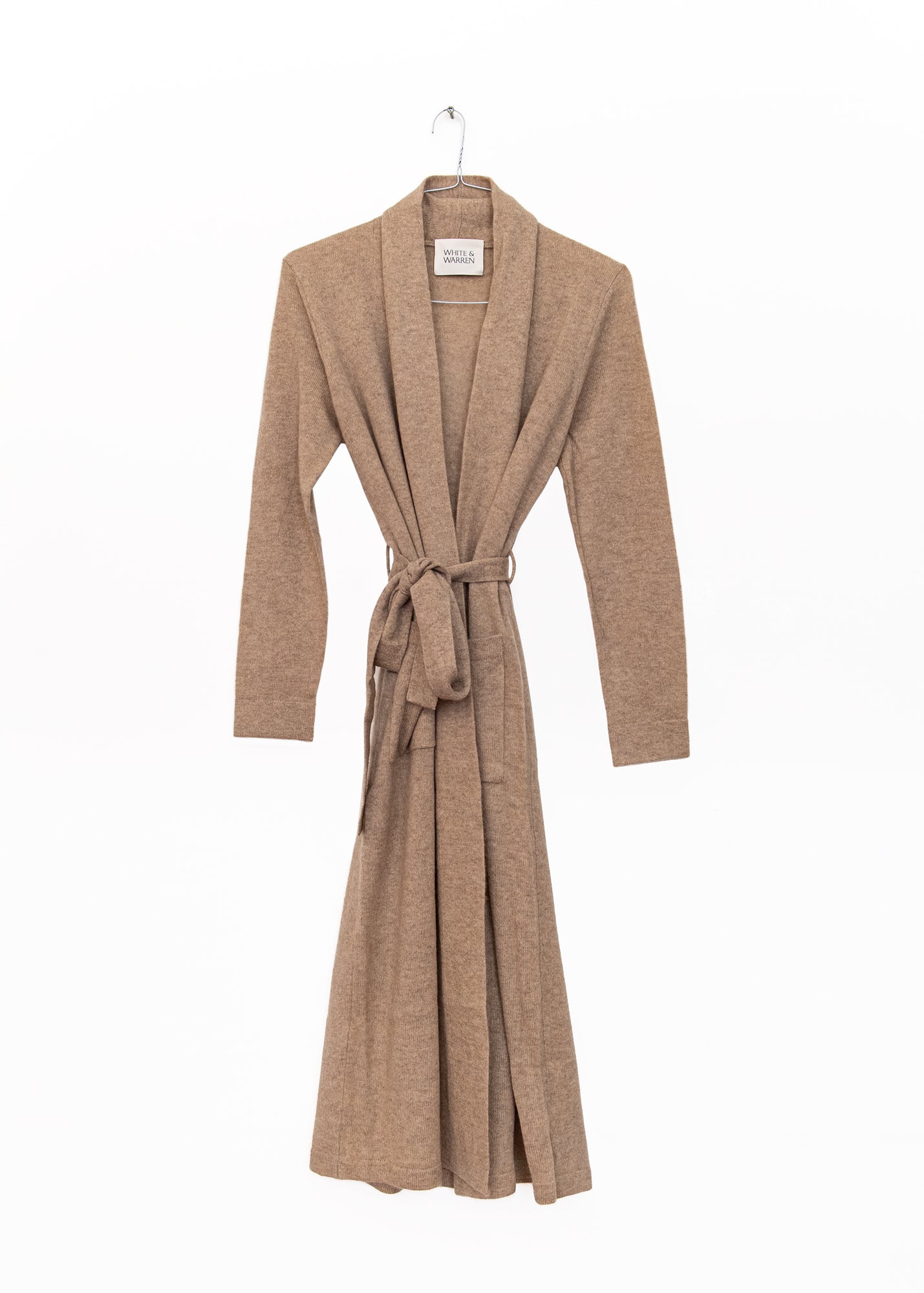 Cashmere Long Robe in Taupe Heather, from White and Warren