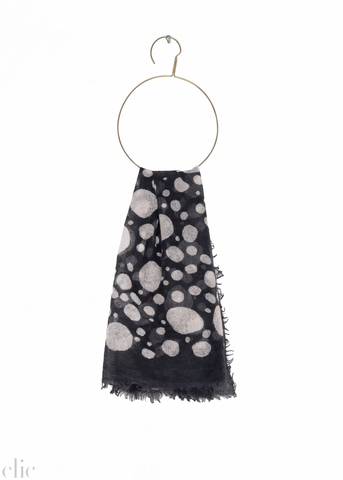 Cashmere Whisper Polka Dot Neckerchief in Black & Ivory, from Meg Cohen