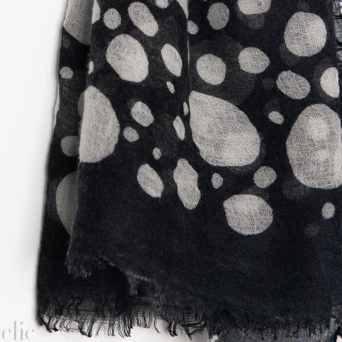 Cashmere Whisper Polka Dot Neckerchief in Black & Ivory, from Meg Cohen