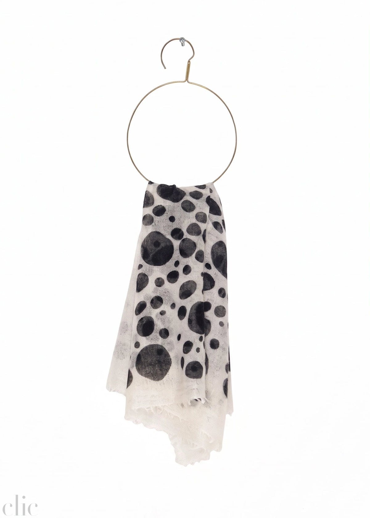 Cashmere Whisper Polka Dot Neckerchief in Ivory & Black, from Meg Cohen