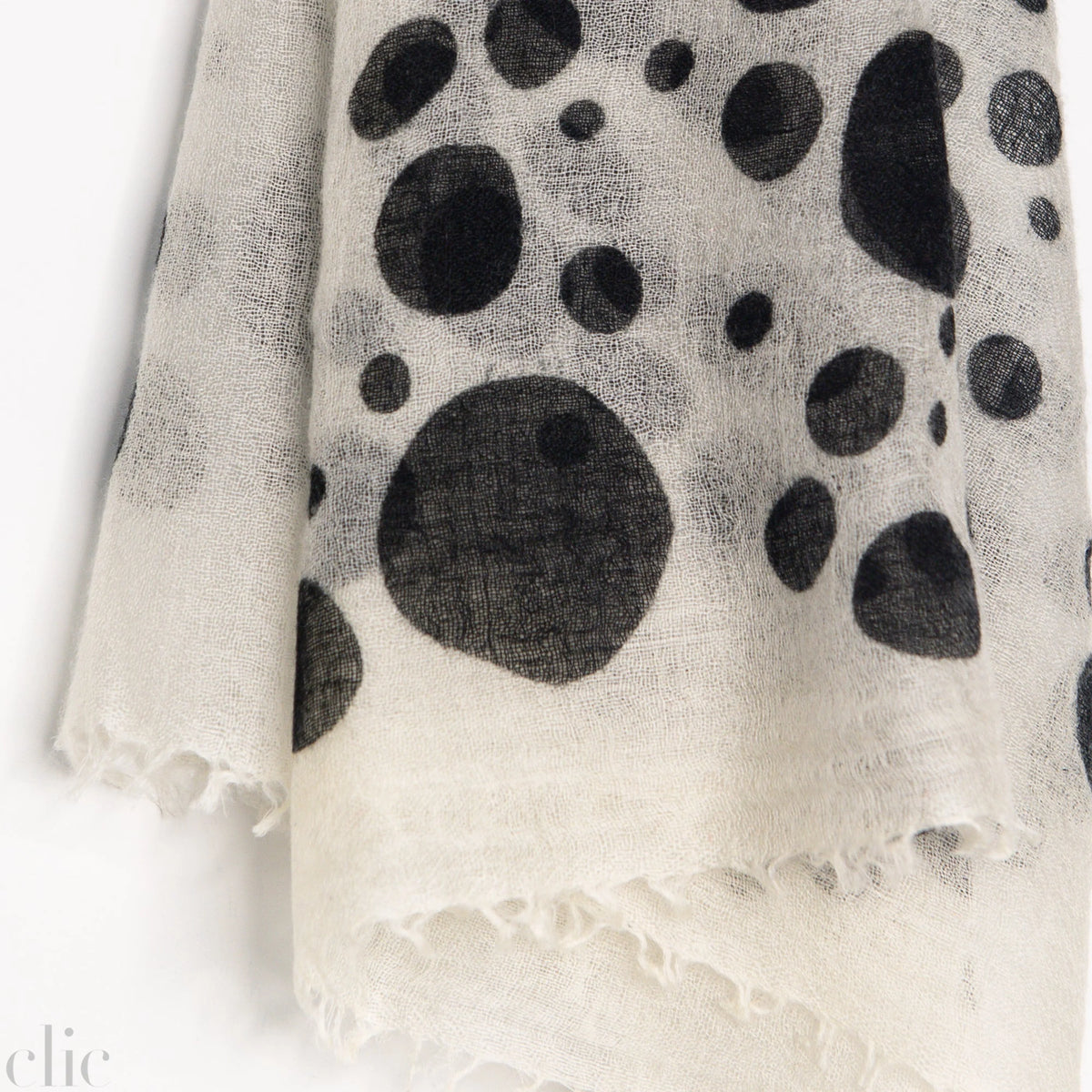 Cashmere Whisper Polka Dot Neckerchief in Ivory & Black, from Meg Cohen