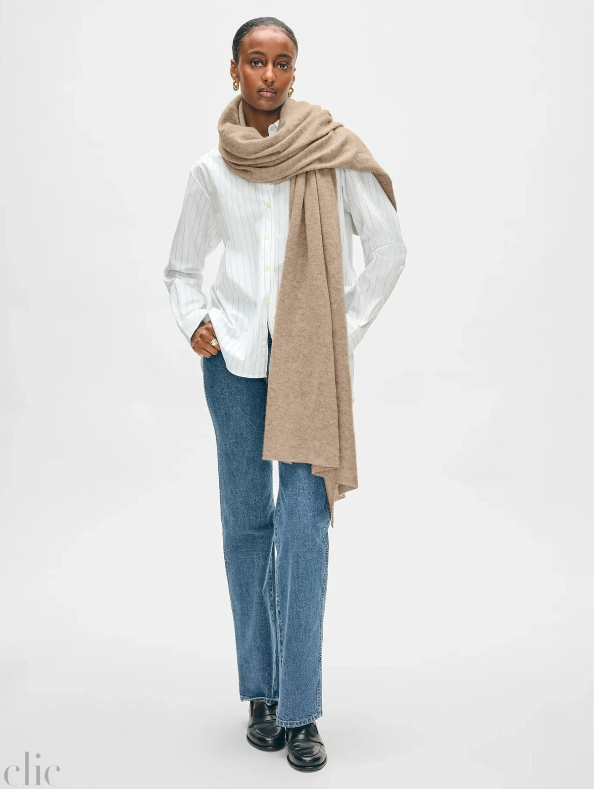 Cashmere Travel Wrap in Taupe Heather, from White and Warren