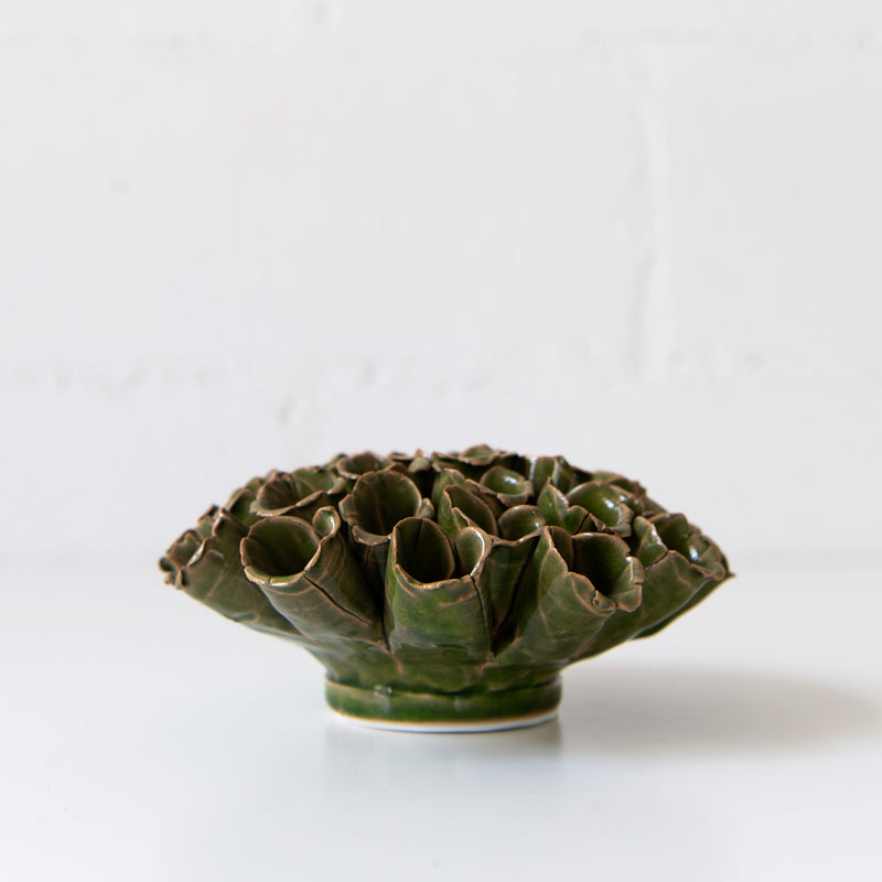 Ceramic Flower Wall Art Polyp Green Large, from Chive