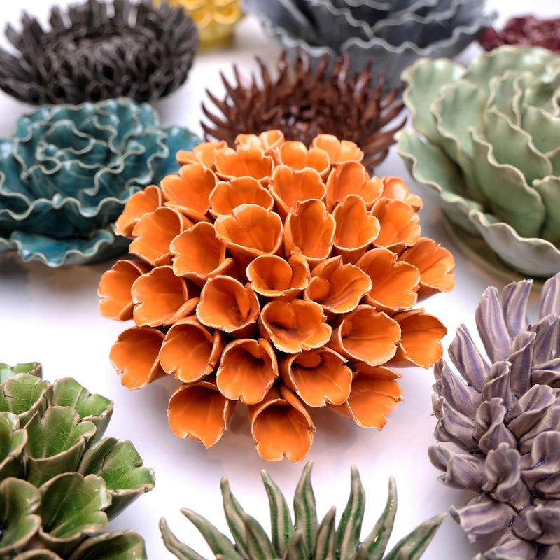 Ceramic Flower Wall Art Polyp Orange Large, from Chive