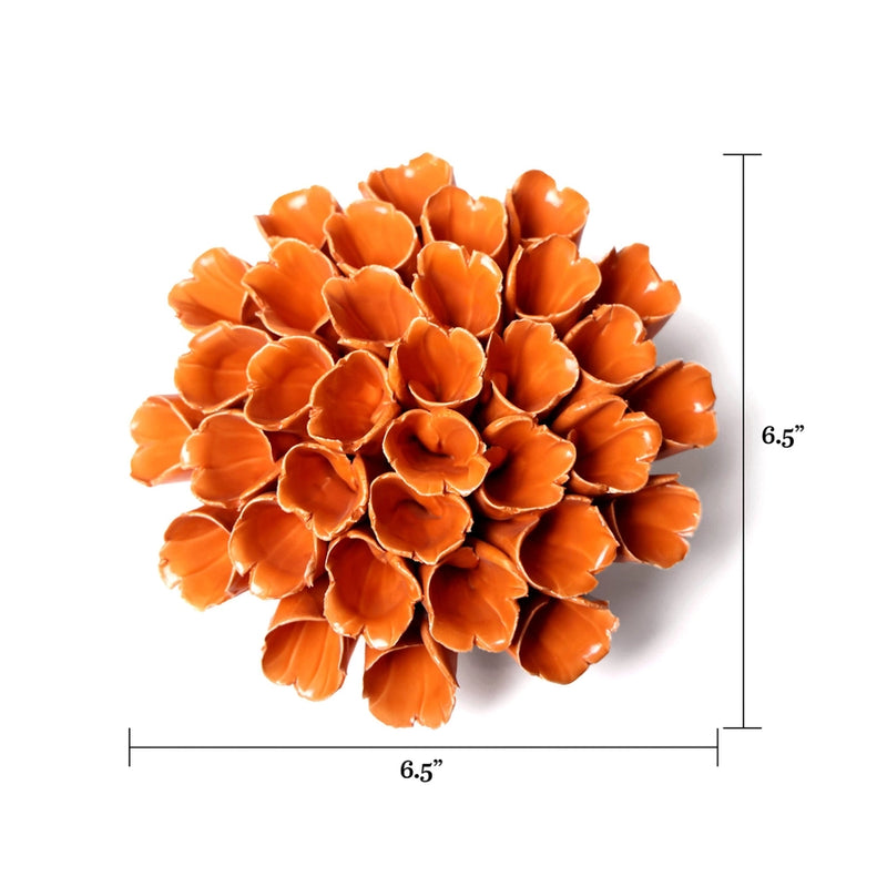 Ceramic Flower Wall Art Polyp Orange Large, from Chive