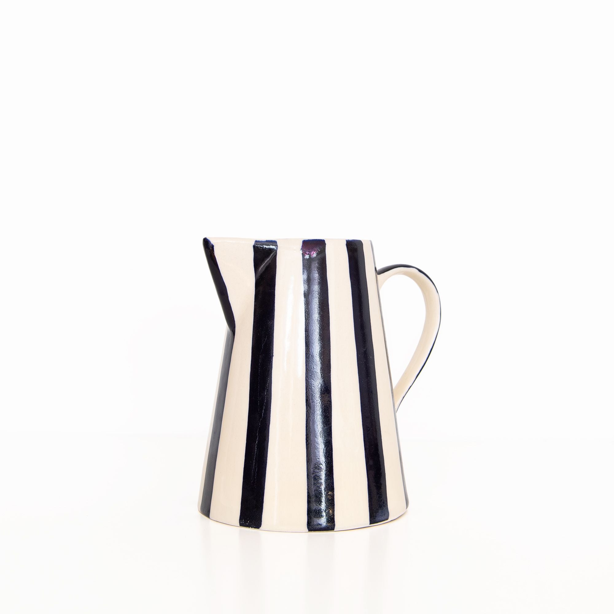 Ceramic Stripe Pitcher in Blue, from Casa Amarosa