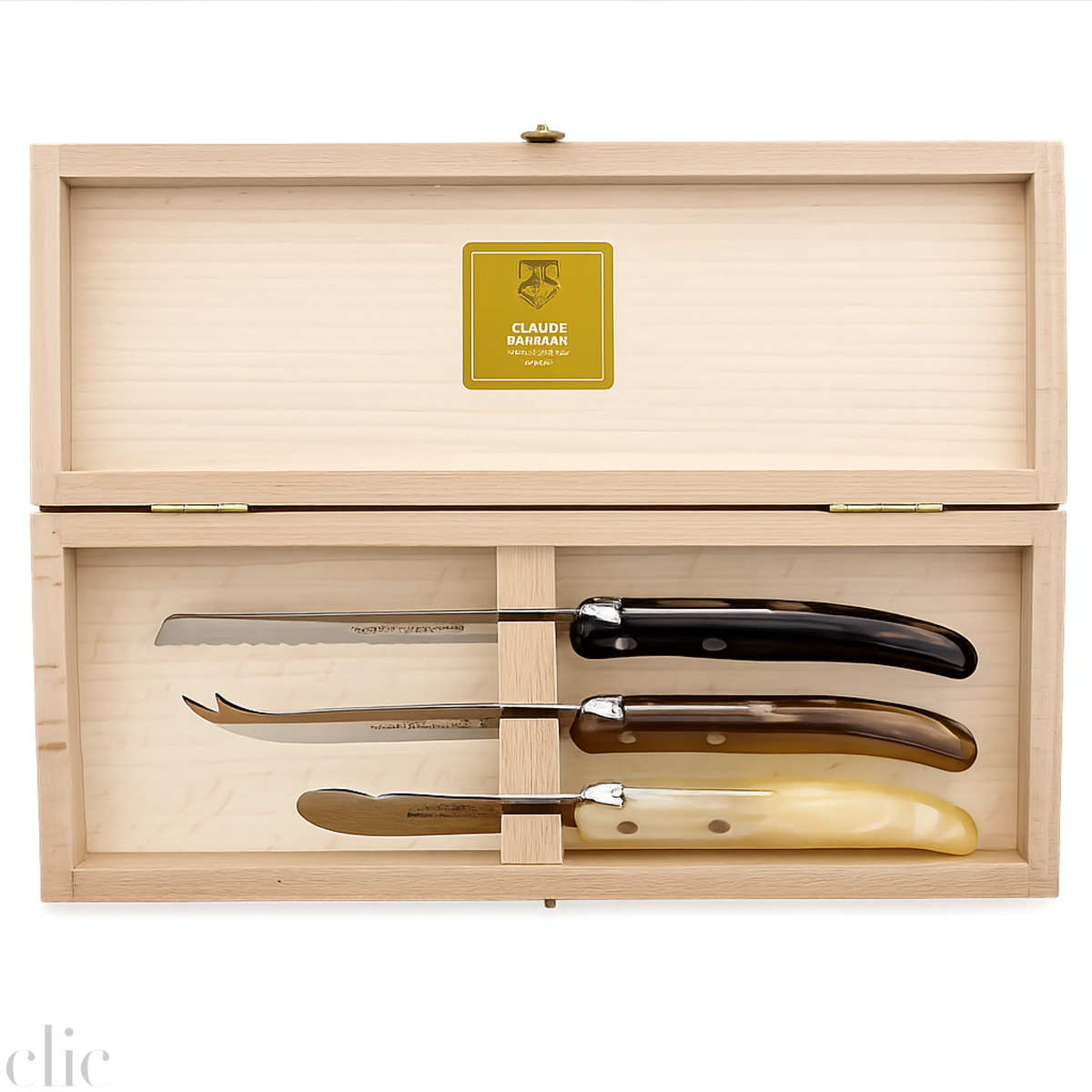 3 Piece Breakfast set in Natural, Brown, and Grey, from Claude Dozorme