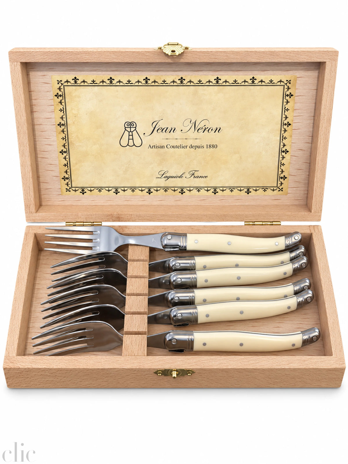 Laguiole Set of 6 Dinner Forks in Ivory, from Jean Neron