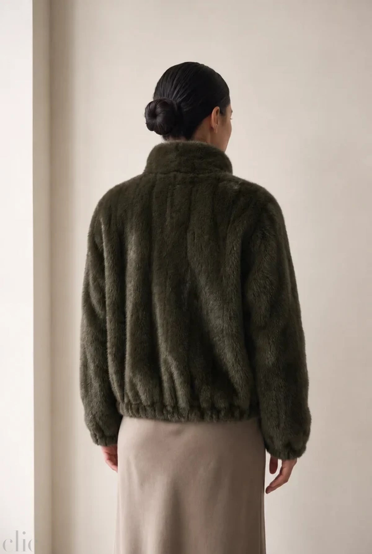 Reversible Faux Fur Jacket in Army Green, from Frisson
