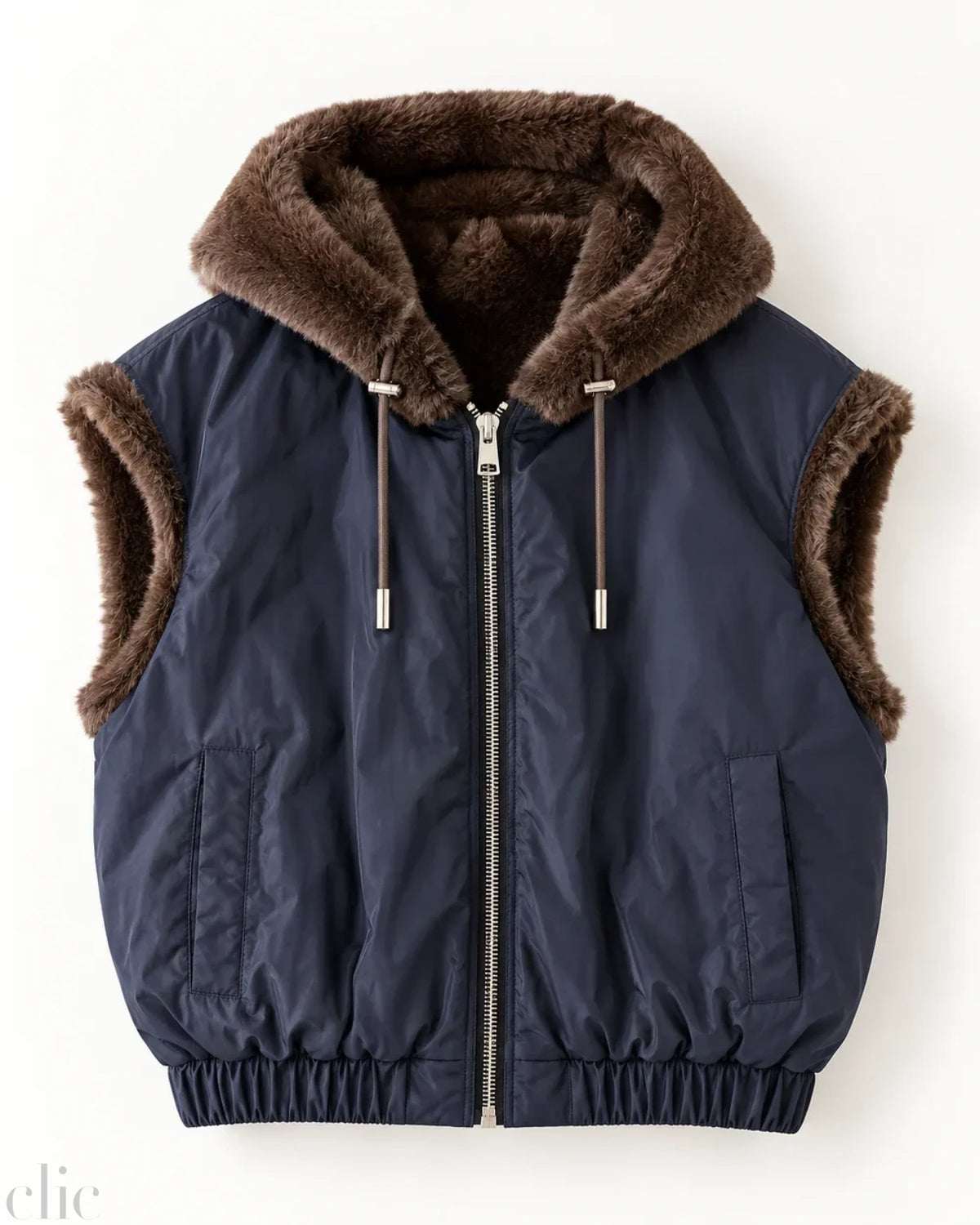 Reversible Faux Gilet in Dark Brown and Navy, from Frisson