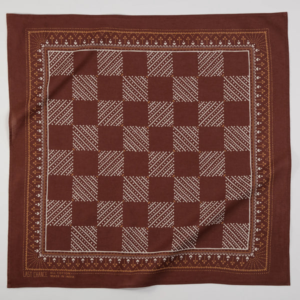 Cotton Checker Bandana in Cocoa, from Last Chance Textiles