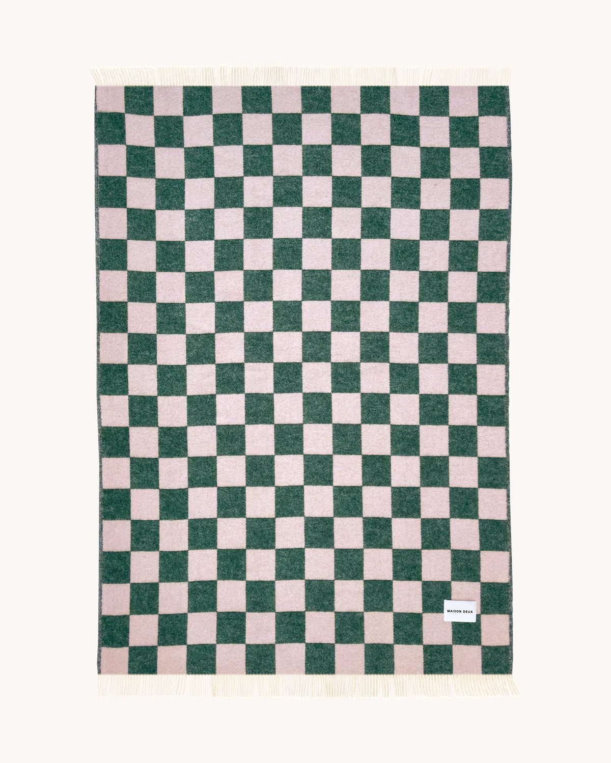 Checkerboard Blanket in Green and Pink, from Maison Duex