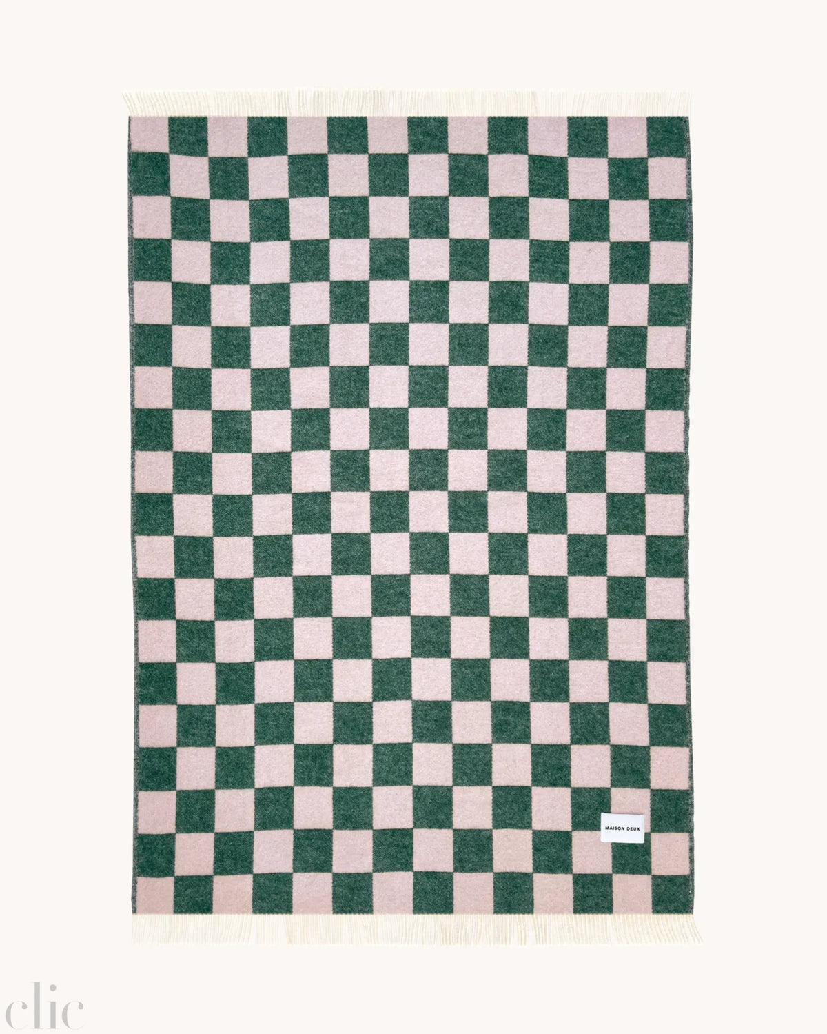 Checkerboard Blanket in Green and Pink, from Maison Deux