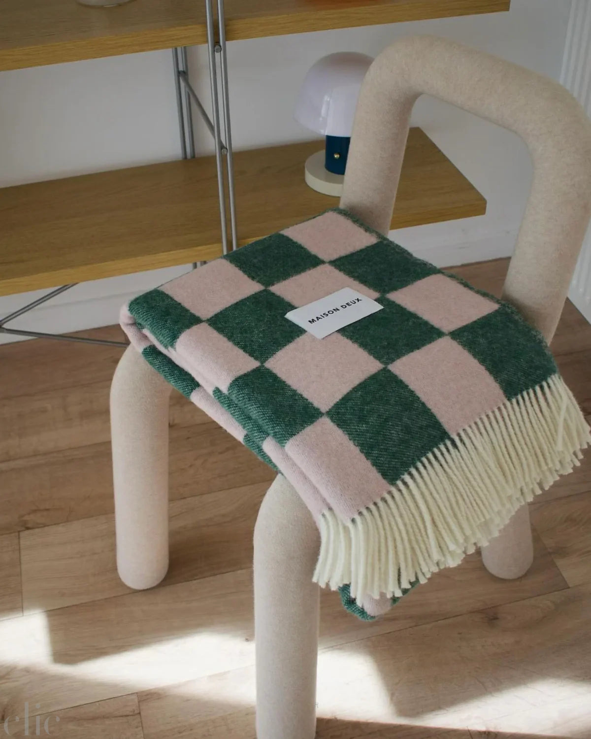 Checkerboard Blanket in Green and Pink, from Maison Deux