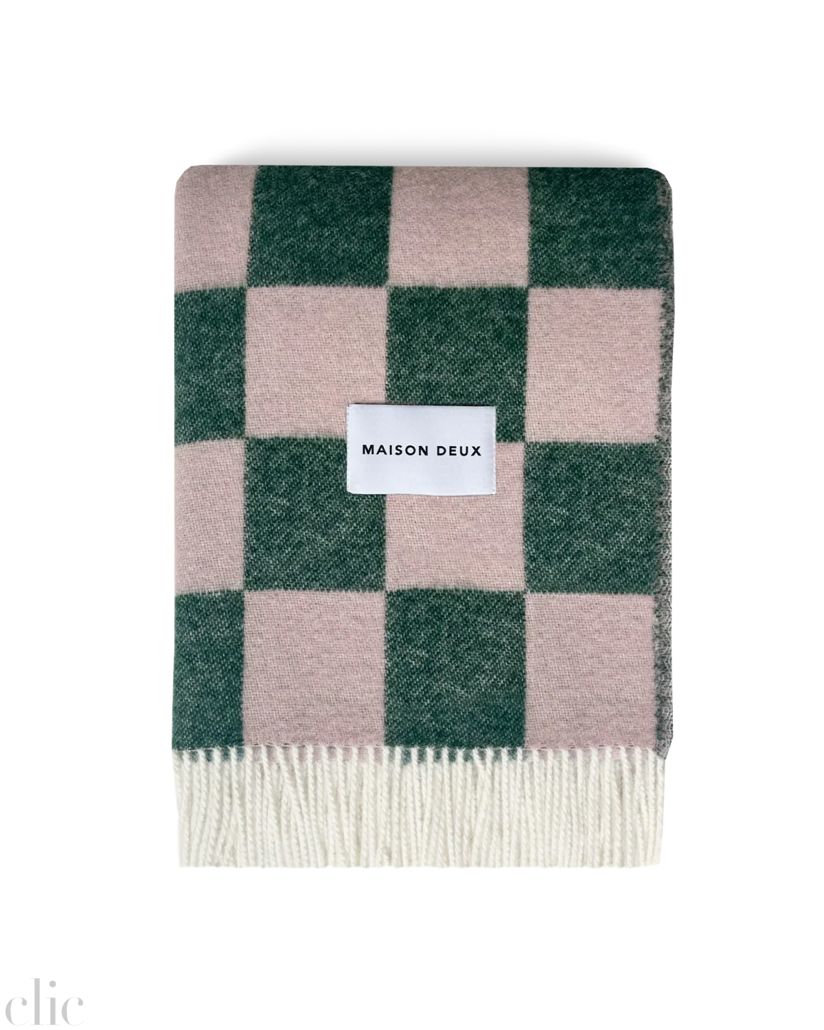 Checkerboard Blanket in Green and Pink, from Maison Deux