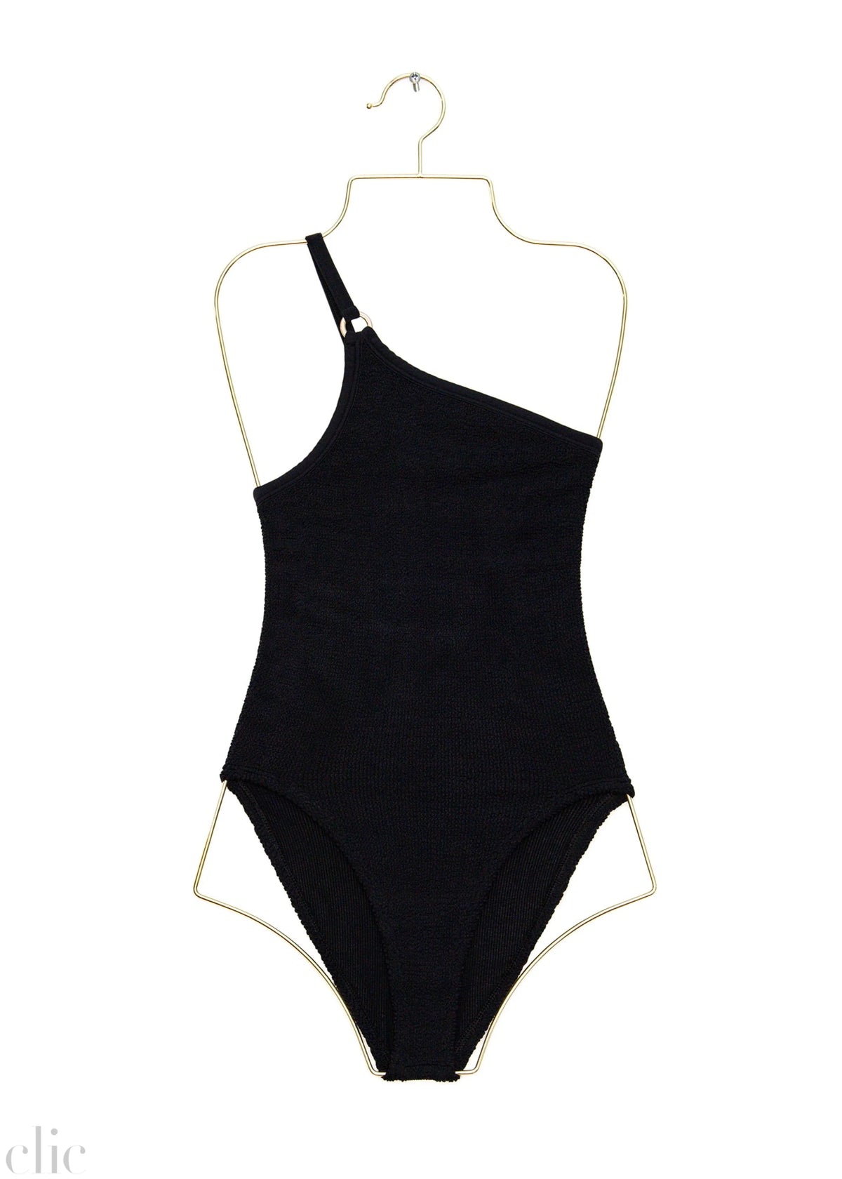 Clara Swimsuit With Gold Hoop in Black, from Hunza G