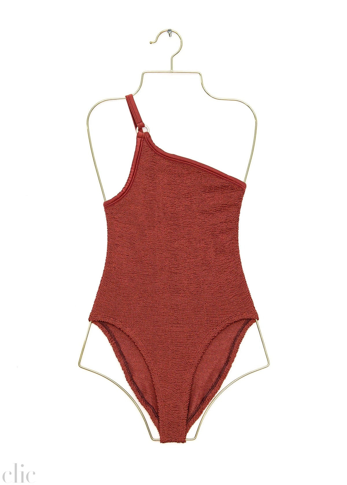 Clara Swimsuit With Gold Hoop in Metallic Rosewood, from Hunza G