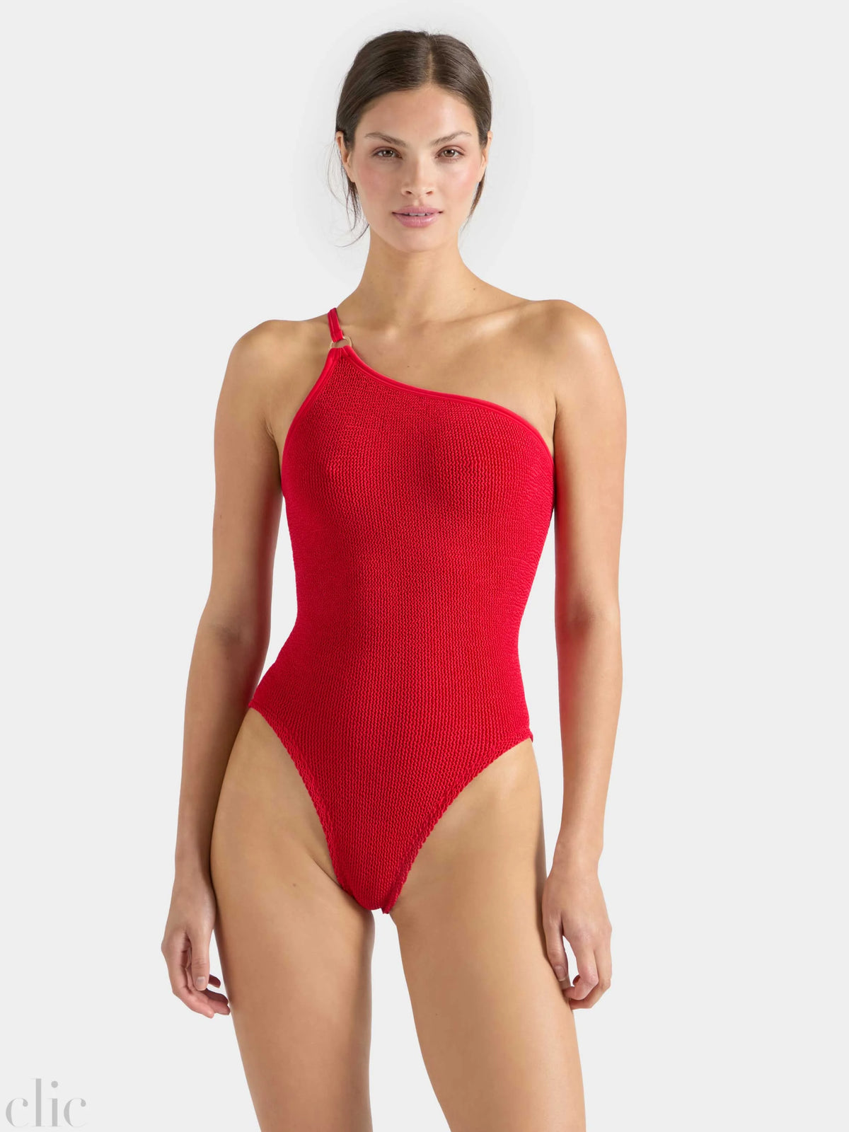 Clara Swimsuit with Gold Hoop in Red, from Hunza G