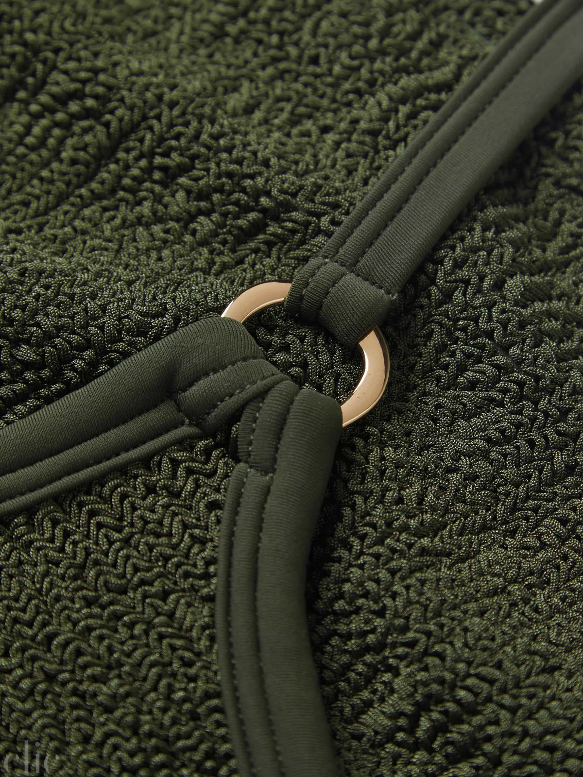 Clara Swimsuit With Gold Hoop in Metallic Khaki, from Hunza G