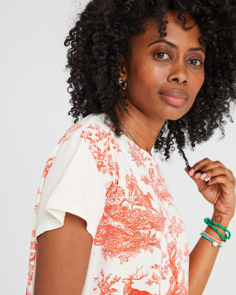 Classic Tee in Bright poppy St. Calais Toile, from Clare V