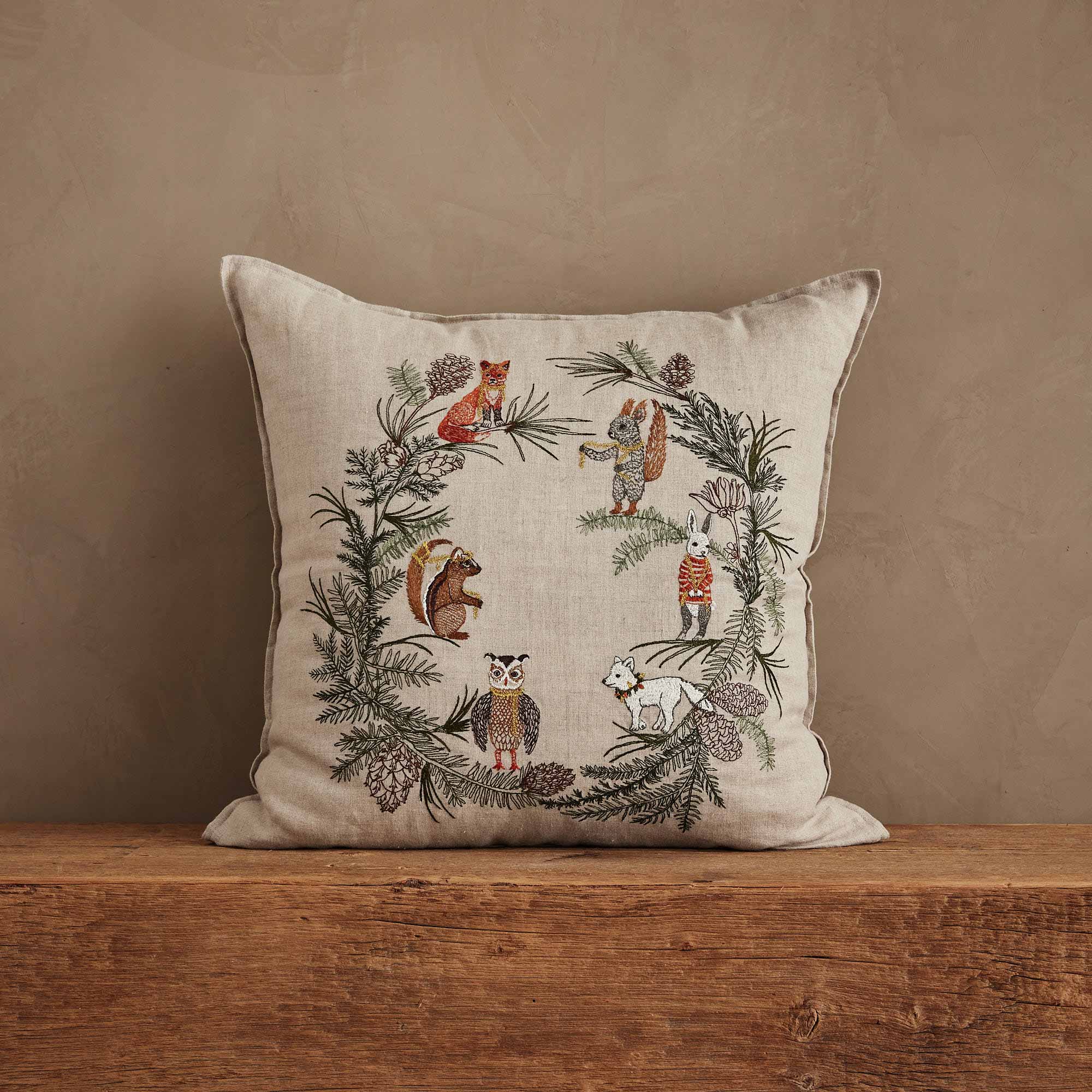 Tree Trimmers Wreath Pillow, from Coral & Tusk