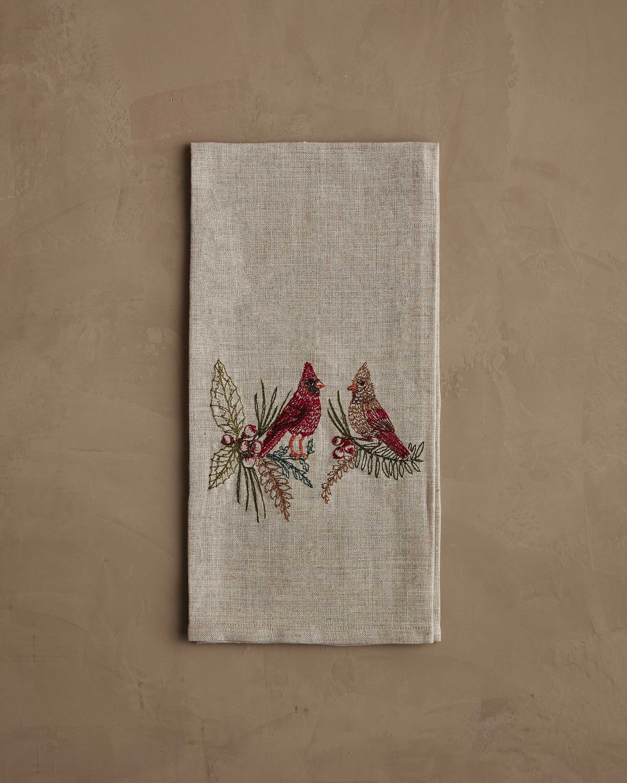 Christmas Cardinals Tea Towel, from Coral & Tusk
