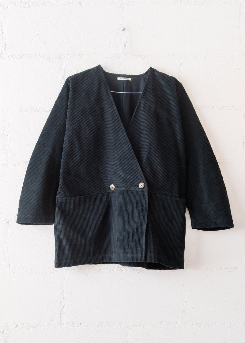 Corduroy Geometric Jacket in Dark Grey, from Black Crane