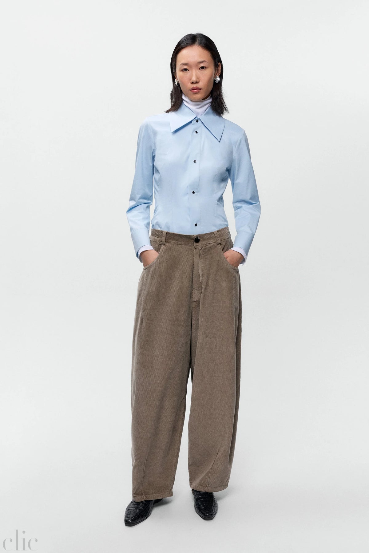 Corduroy Baggy Pants in Salvia, from Cordera