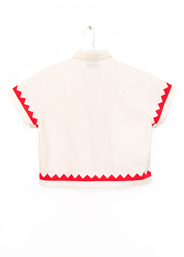 Corso Buttondown in Ivory & Poppy, from Nikki Chasin