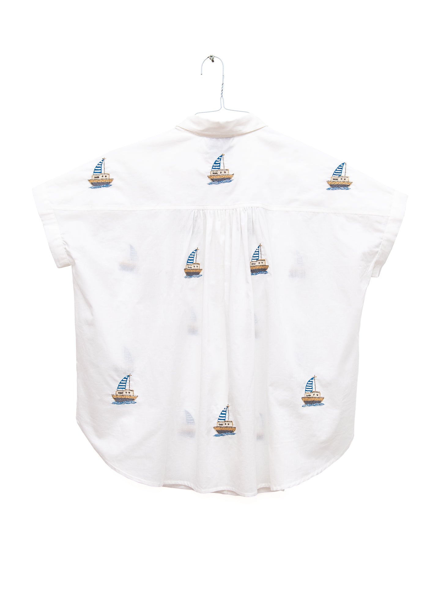 Cotton Boat Top in Natural Blue, from Benaras by Citrus