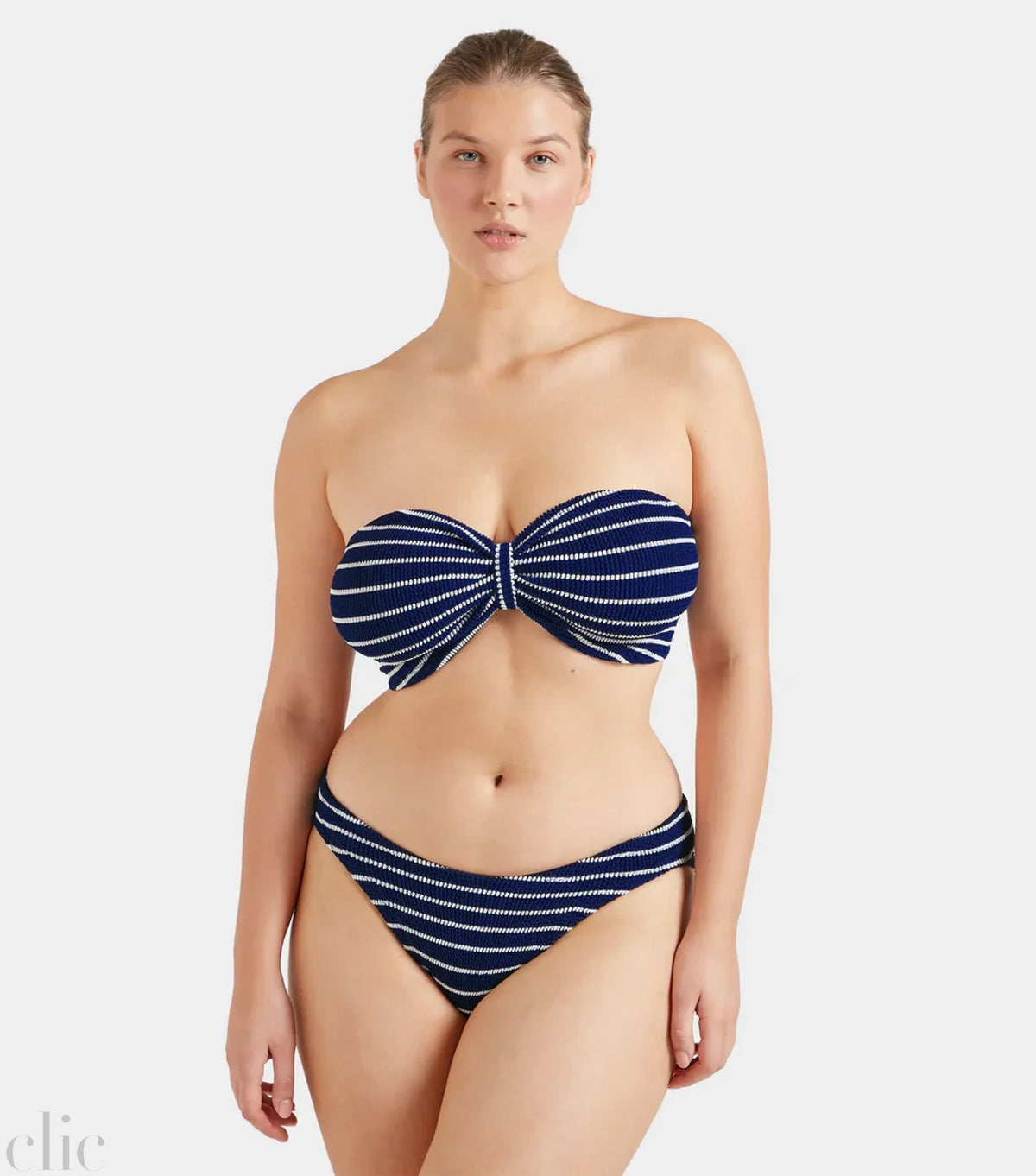 Jean Bikini with Navy & White Stripes, from Hunza G