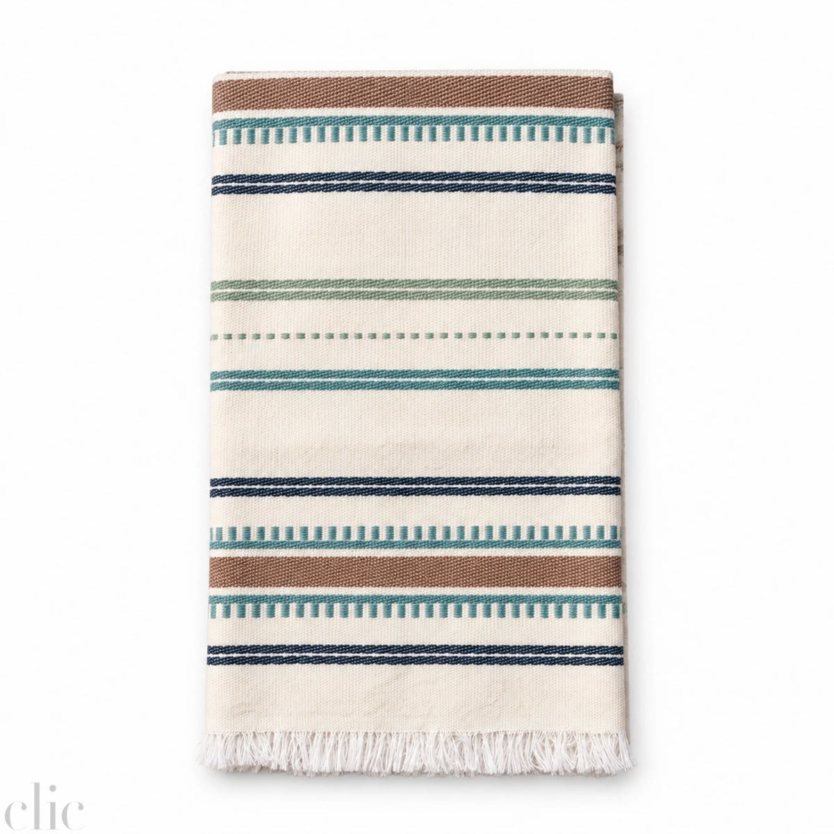 White Kitchen Towel in Sand and Sea