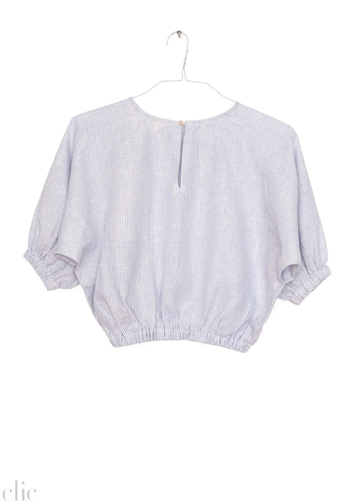 Cropped Bubble Top in Sea Blue Stripes, from Nary