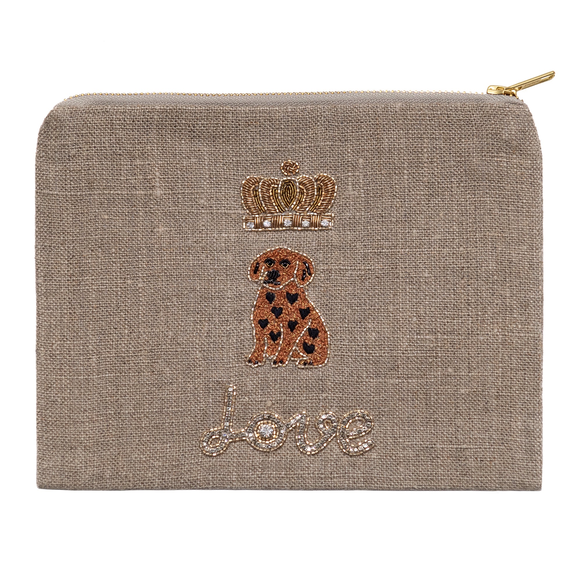 Crown Dog Love Pouch in Beige, from Benaras by Citrus