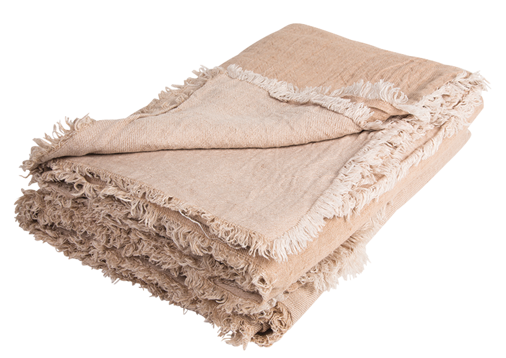 Crumpled Linen Washed Throw in Nude, from Maison de Vacances