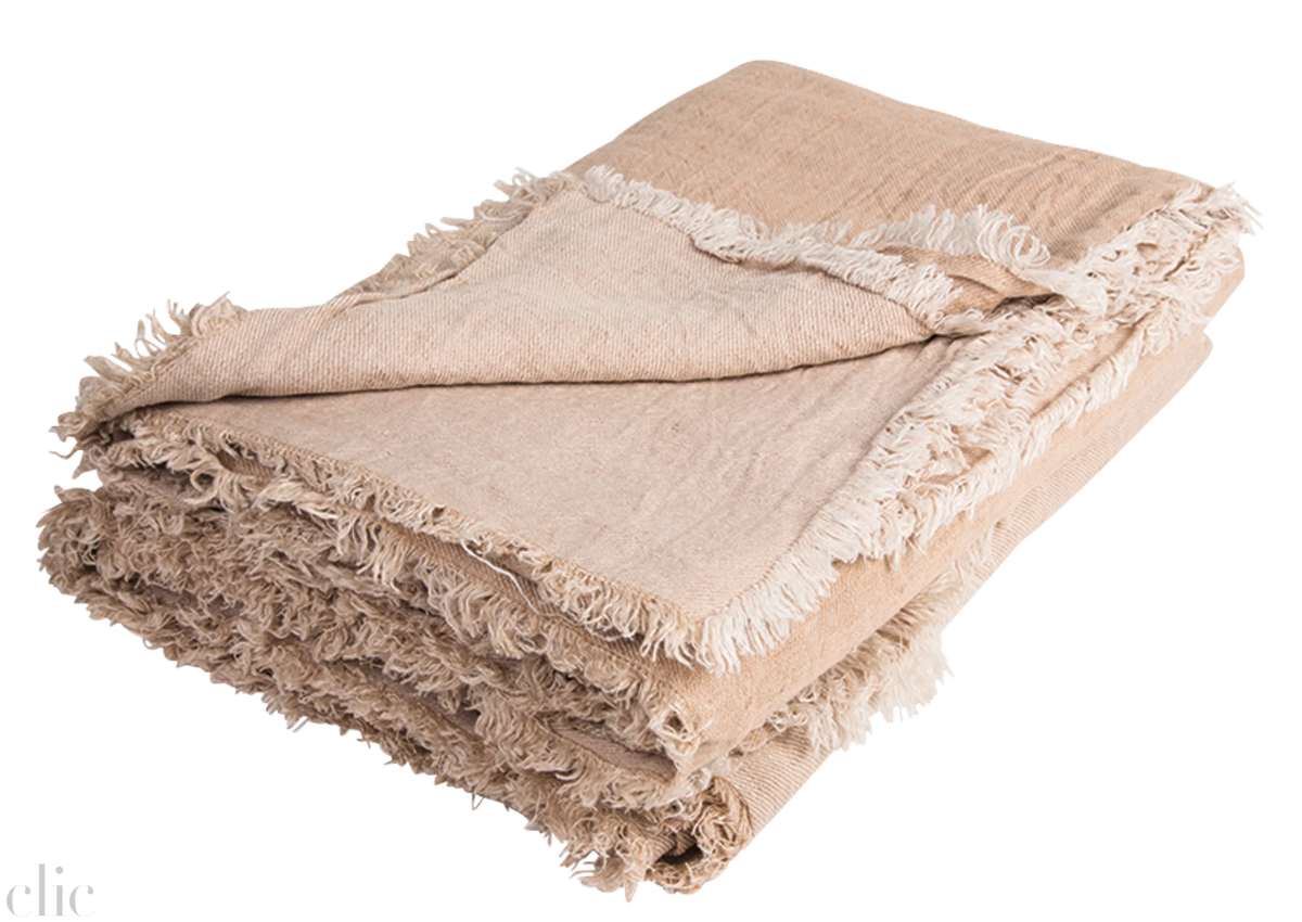 Crumpled Linen Washed Throw in Nude, from Maison de Vacances