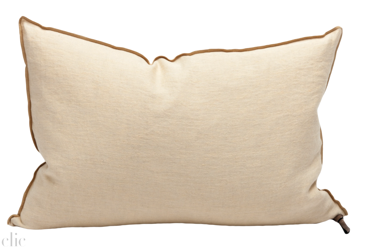 Crumpled Washed Linen Pillow 16x24 in Butter, from Maison De Vacances