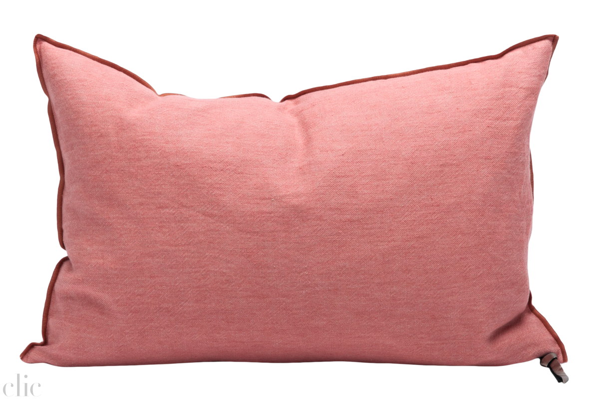Crumpled Washed Linen Pillow 16x24 in Pivoine, from Maison De Vacances

