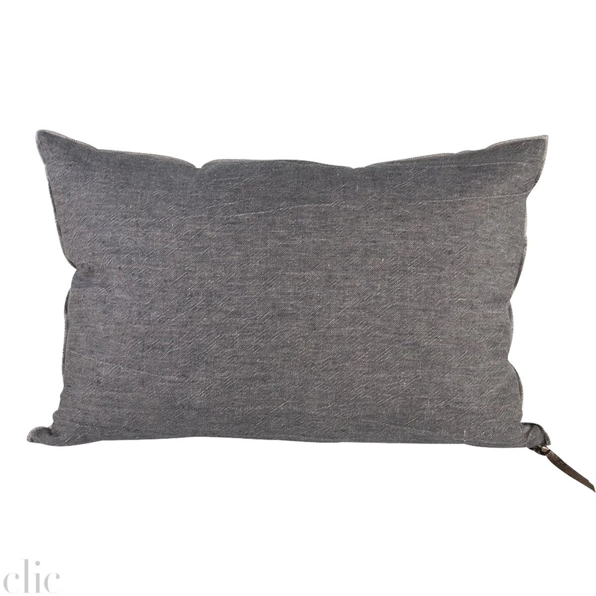 Crumpled Washed Linen Pillow 16x24 in Ardoise, from Maison De Vacances