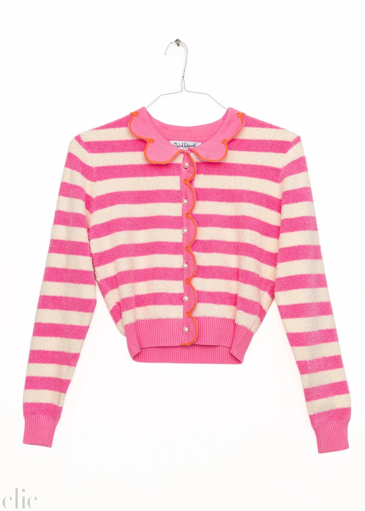 Cupcake Cardigan in Pink Towel Stripe, from Rachel Antonoff