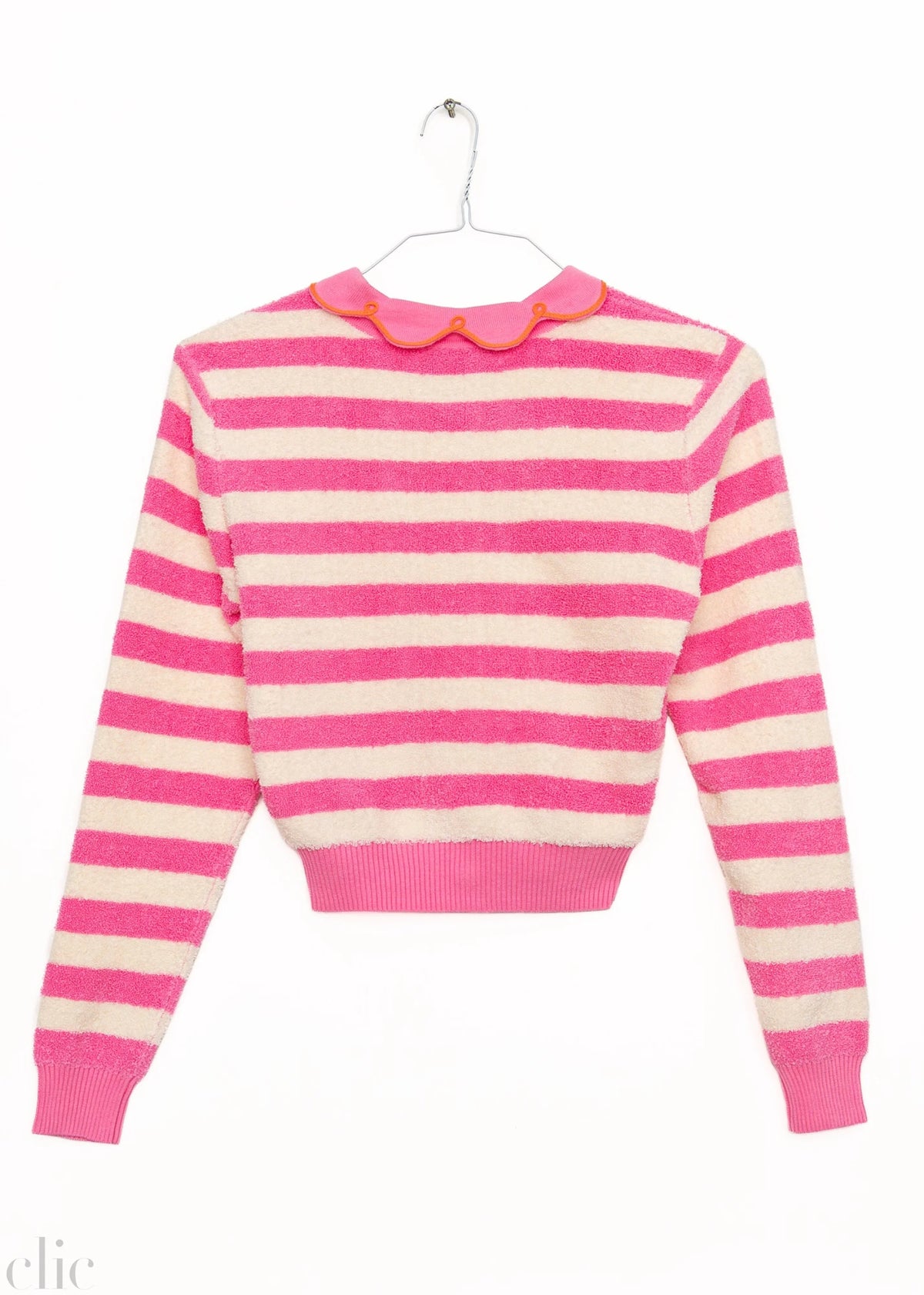 Cupcake Cardigan in Pink Towel Stripe, from Rachel Antonoff