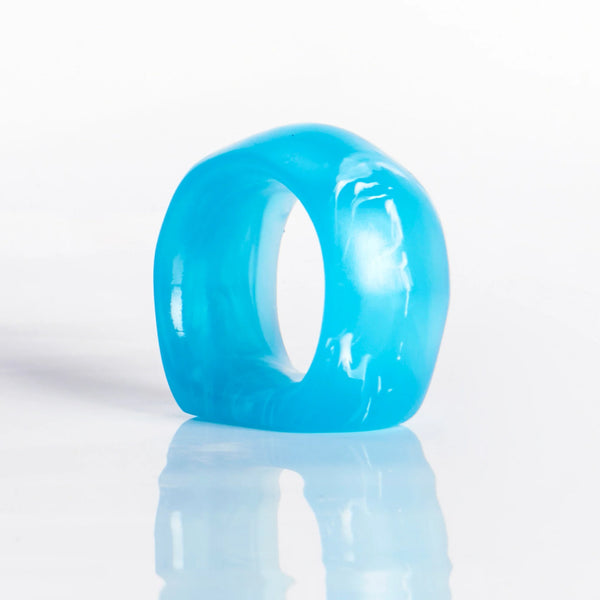 Set of 6 Napkin Rings in Aqua, from Nashi Home