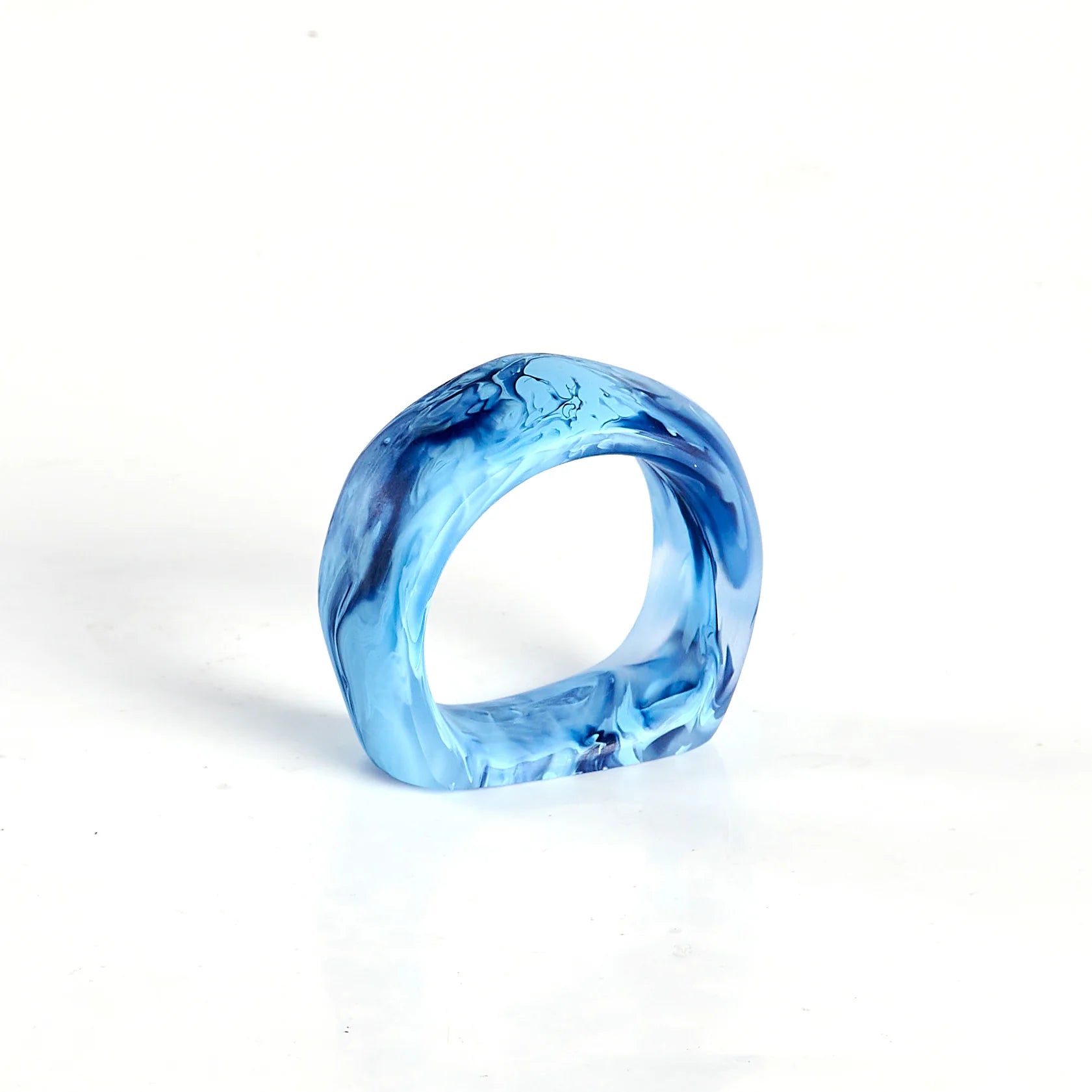 Set of 6 Napkin Rings in Denim Swirl, from Nashi Home