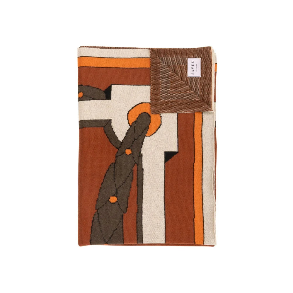 Laurels Cashmere Throw in Burnt Orange, from Saved New York