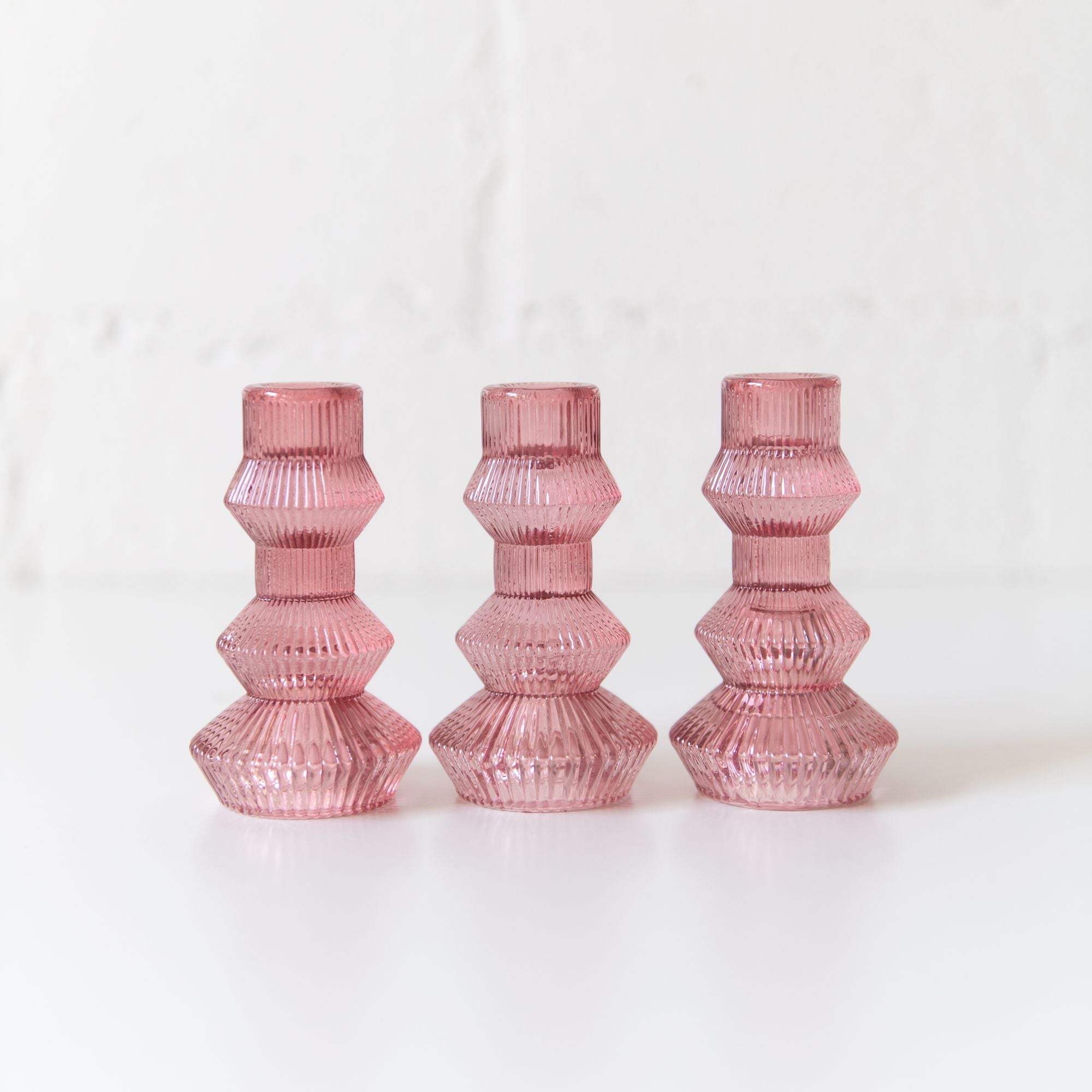 Ribbed Candlestick Holder in Pink, from Talking Tables