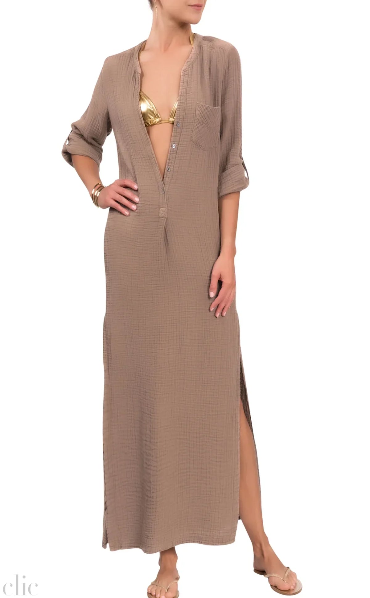 Tracey Caftan Dress in Mushroom, from Everyday Ritual