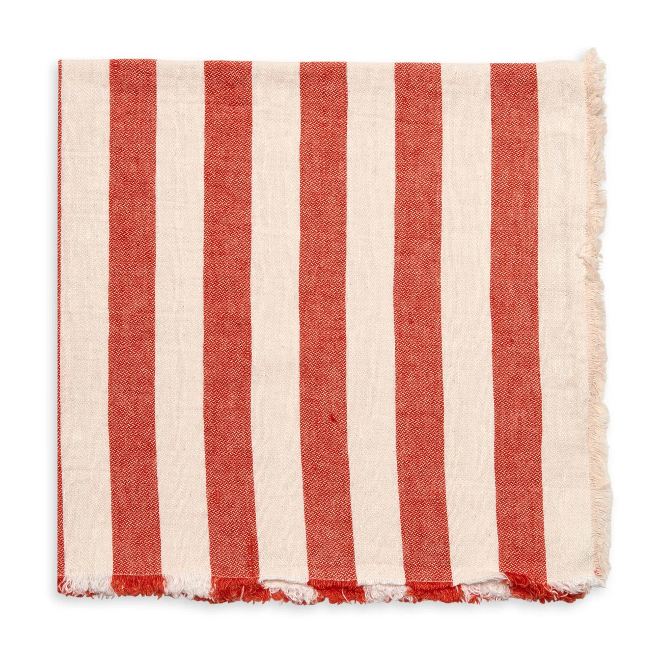 Washed Fringe Awning Striped Napkin in Coral, from Deborah Rhodes