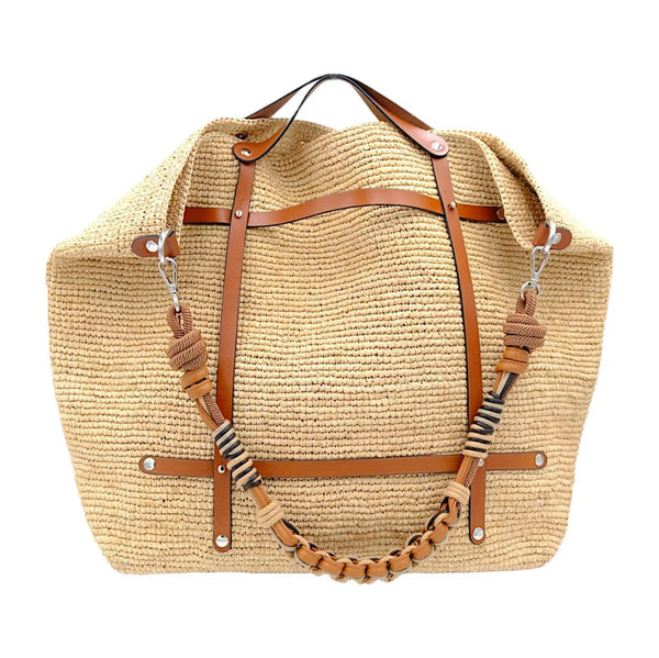 Candide Bag in Natural and Cognac Leather, from My Bob