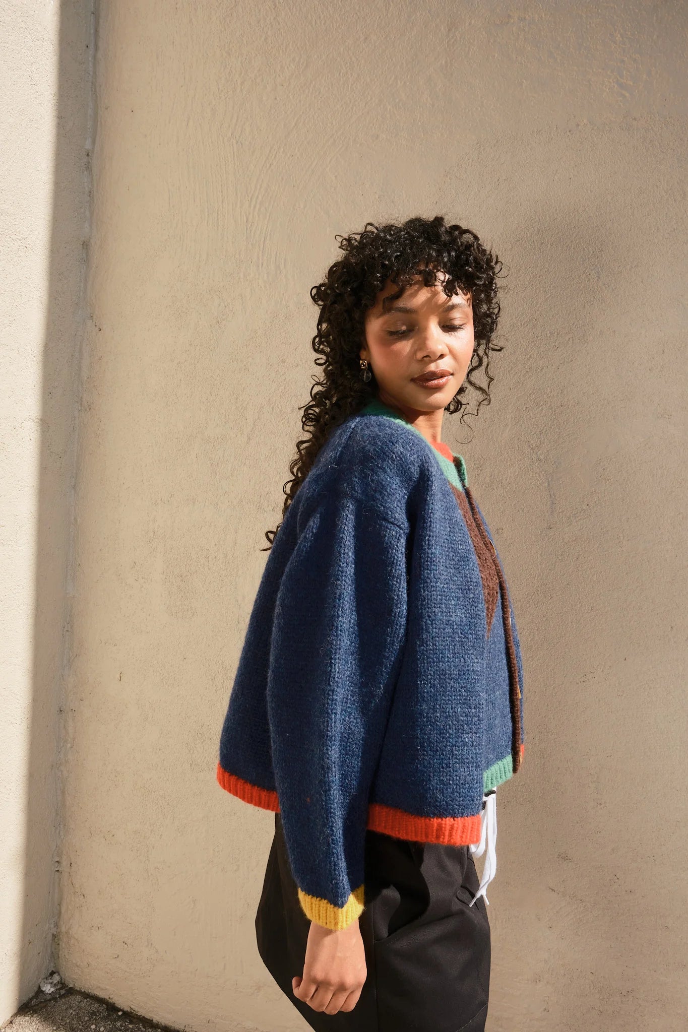 Sheba Colorblock Cardigan in Navy Multi, from Nikki Chasin