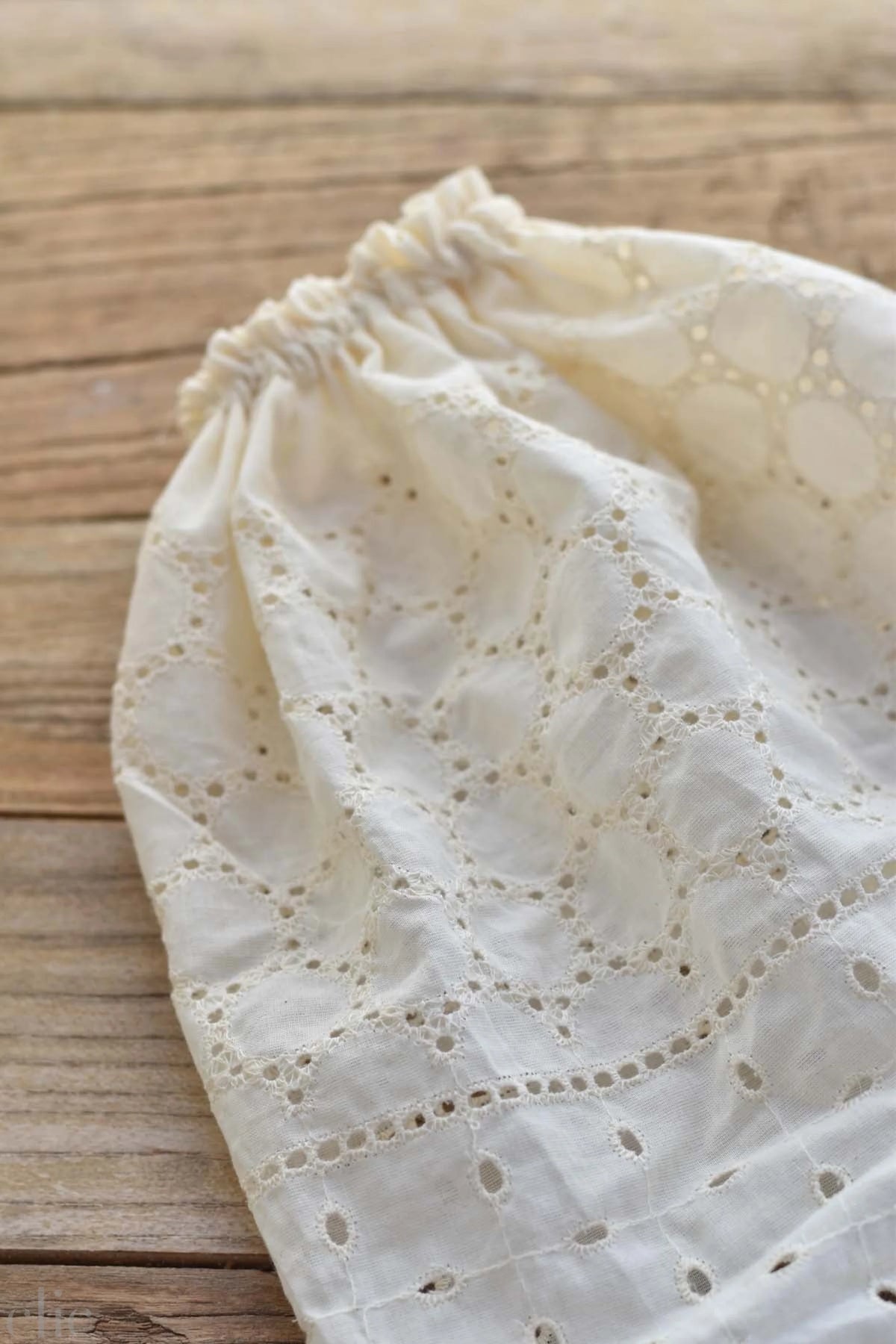 Agatha the Bear Heirloom Wool Doll in Meadow Eyelet Skirt